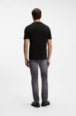 Cotton-jersey T-shirt with logo artwork, Black