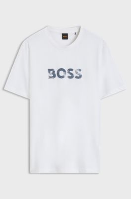 Cotton-jersey T-shirt with logo artwork, White