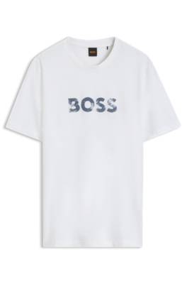 Boss Cotton-jersey T-shirt with logo artwork herr – bild 4