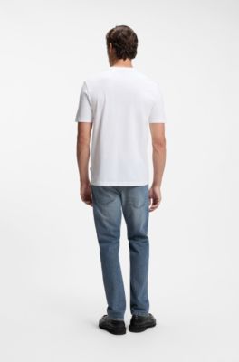 Cotton-jersey T-shirt with logo artwork, White