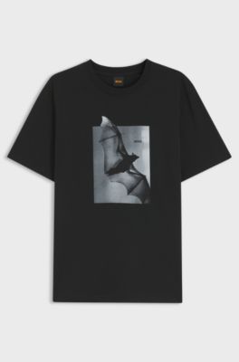 Cotton-jersey T-shirt with graphic artwork, Black