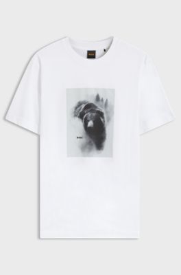Cotton-jersey T-shirt with graphic artwork, White
