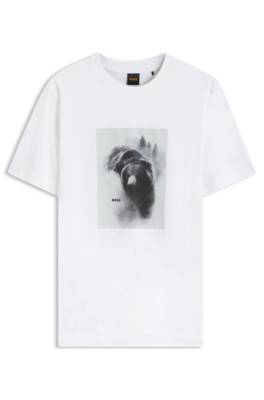 Boss Cotton-jersey T-shirt with graphic artwork herr – bild 4