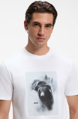 Cotton-jersey T-shirt with graphic artwork, White