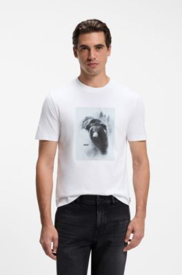T-shirt in jersey di cotone con stampa grafica, Bianco