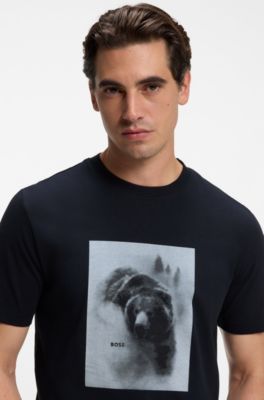 Cotton-jersey T-shirt with graphic artwork, Dark Blue