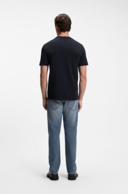 Cotton-jersey T-shirt with graphic artwork, Dark Blue