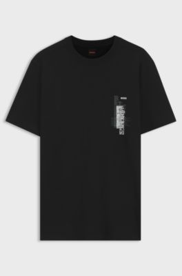 Cotton-jersey T-shirt with graphic print, Black