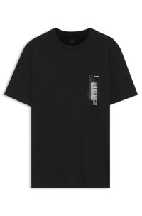 Cotton-jersey T-shirt with graphic print, Black