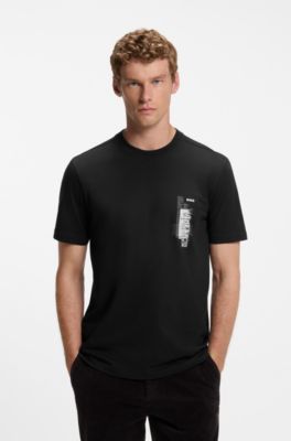 Cotton-jersey T-shirt with graphic print, Black