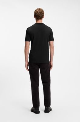 Cotton-jersey T-shirt with graphic print, Black