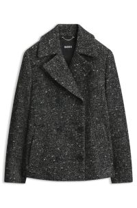 Regular-fit pea coat in textured fabric, Dark Grey