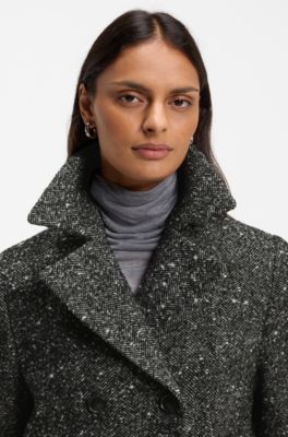 Regular-fit pea coat in textured fabric, Dark Grey