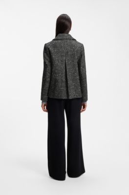 Regular-fit pea coat in textured fabric, Dark Grey