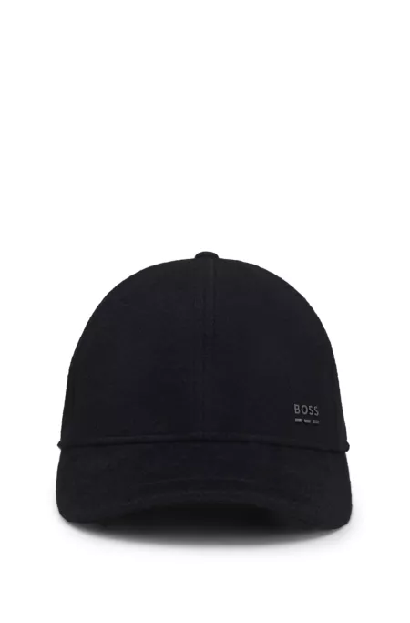 Casquette en mélange de laine et de soie à logo en métal