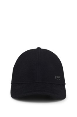 Boss Uomo Nero Cappellino In Misto Lana E Seta Con Logo In Metallo