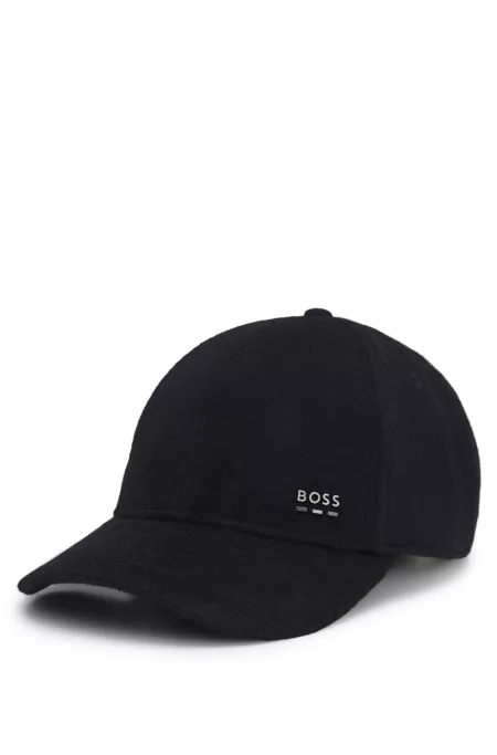 Casquette en mélange de laine et de soie à logo en métal