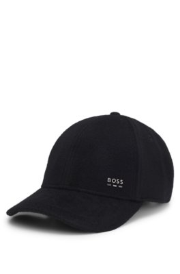 Wool and silk blend cap with logo hardware