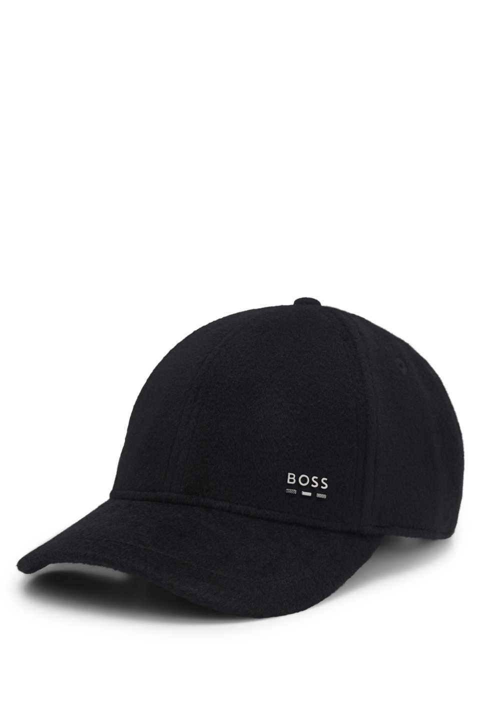 Wool and silk blend cap with logo hardware