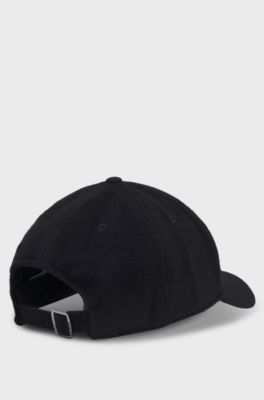 Wool and silk blend cap with logo hardware, Black