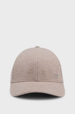 Wool and silk blend cap with logo hardware, Beige