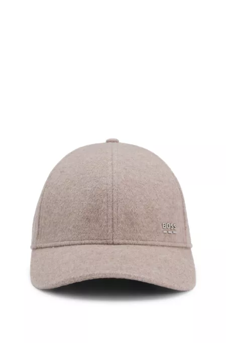 Casquette en mélange de laine et de soie à logo en métal