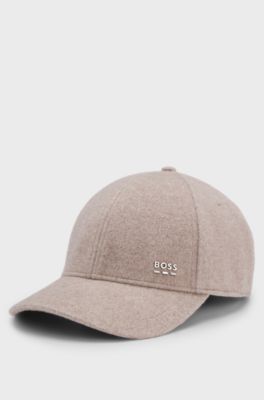 Wool and silk blend cap with logo hardware, Beige