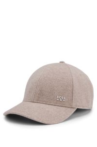 Wool and silk blend cap with logo hardware, Beige
