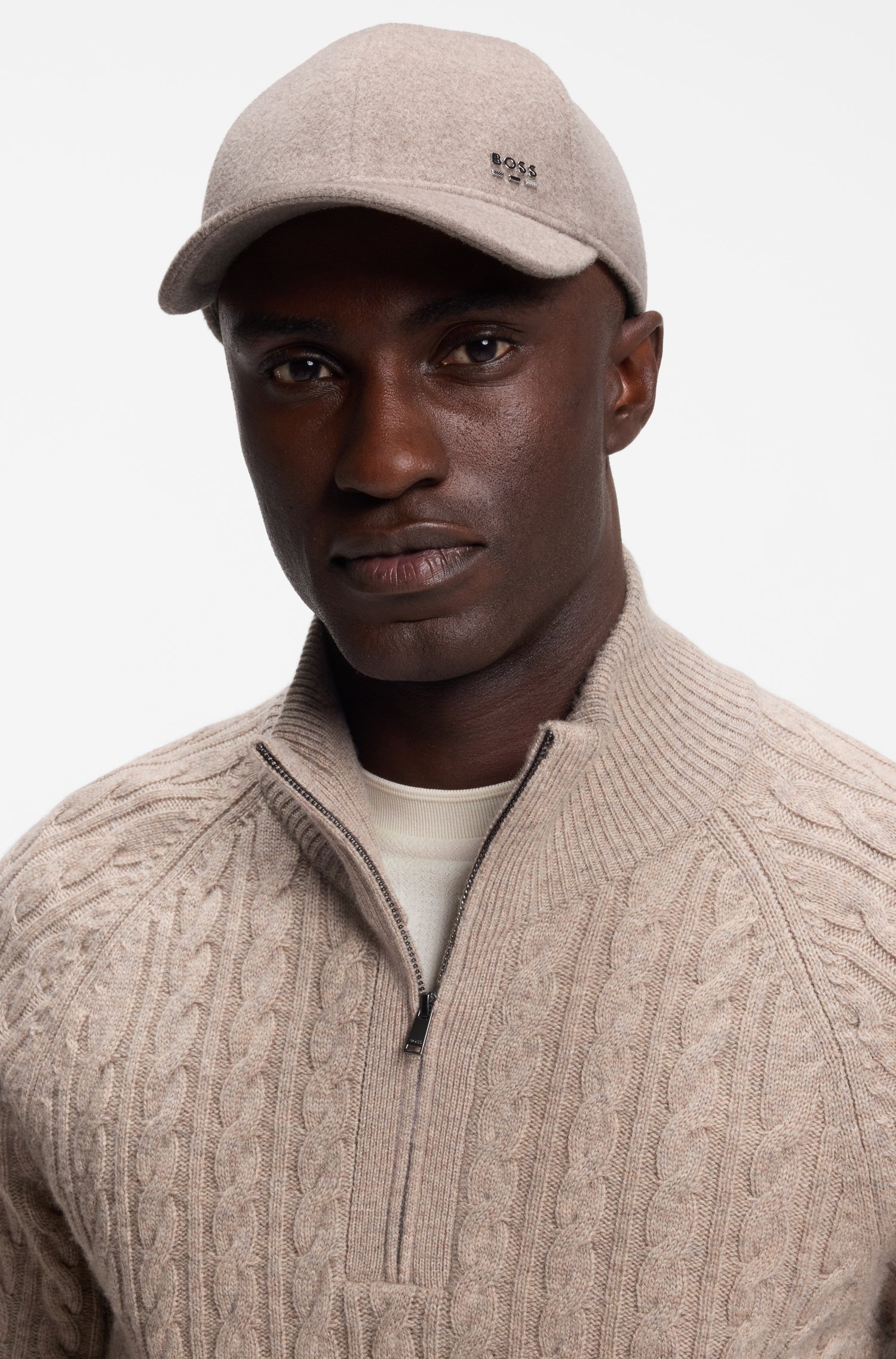 Boss Wool and silk blend cap with logo hardware kepsar herr – bild 3