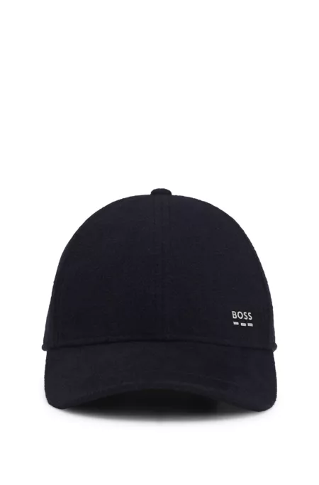Casquette en mélange de laine et de soie à logo en métal