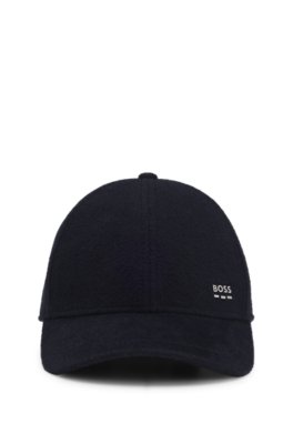 Boss Uomo Blu Scuro Cappellino In Misto Lana E Seta Con Logo In Metallo