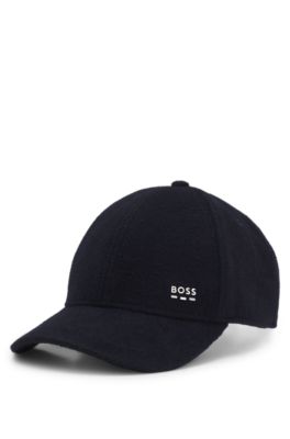 Wool and silk blend cap with logo hardware, Dark Blue