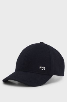 Wool and silk blend cap with logo hardware, Dark Blue
