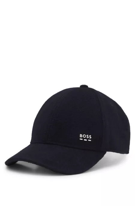 Casquette en mélange de laine et de soie à logo en métal