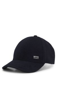 Wool and silk blend cap with logo hardware, Dark Blue