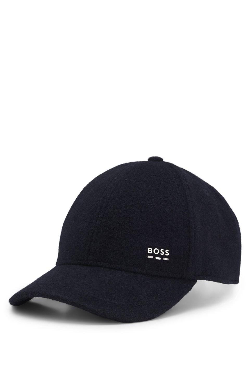 Wool and silk blend cap with logo hardware