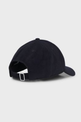 Wool and silk blend cap with logo hardware, Dark Blue
