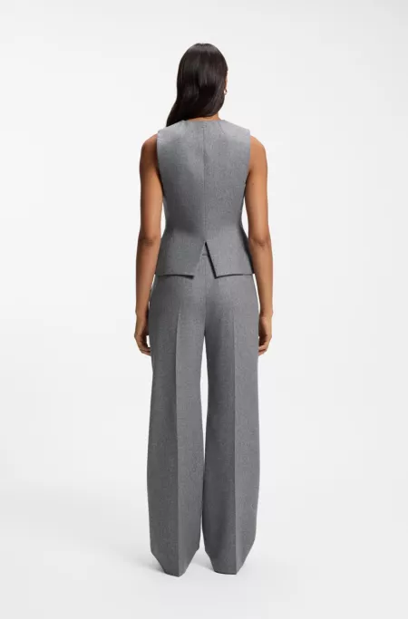Slim-fit melange waistcoat in soft wool flannel