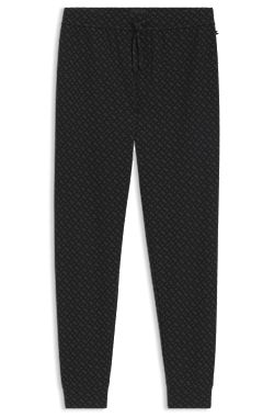 Cuffed pyjama bottoms in monogram-print waffle fabric