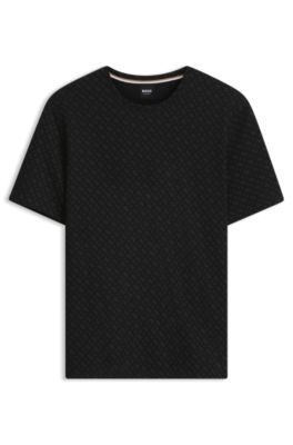 Printed pyjama top crafted in a cotton blend, Black