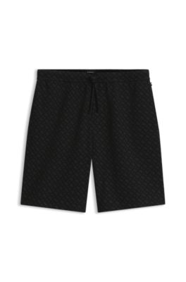 Cotton-blend pajama bottoms with graphic print, Black