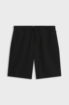 Pantalones de pijama de mezcla de algod&oacute;n con estampado gr&aacute;fico, Negro