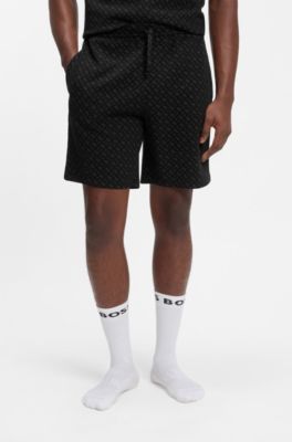 Cotton-blend pajama bottoms with graphic print, Black