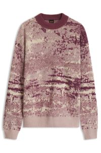 Relaxed-fit sweater with jacquard pattern, Red Patterned