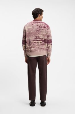 Maglione relaxed fit con motivo jacquard, Rosso a motivi