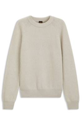 Boss Relaxed-fit sweater with ribbed zig-zag structure stickade tröjor herr – bild 4