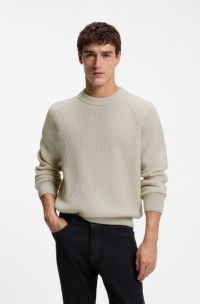 Jersey relaxed fit con estructura de canal&eacute; en zigzag, Beige claro