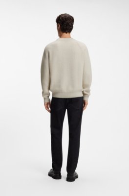 Boss Relaxed-fit sweater with ribbed zig-zag structure stickade tröjor herr – bild 3