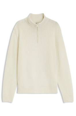 Boss Zip-neck sweater with knitted structure stickade tröjor herr – bild 4