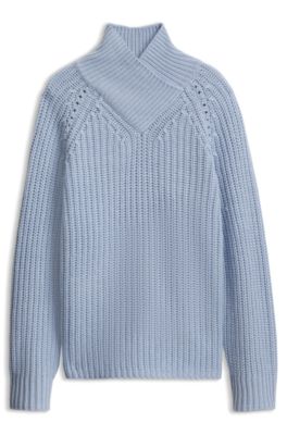 V-neck sweater in wool and cashmere, Light Blue